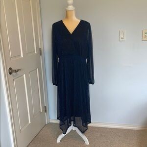 Maurices Blue Long Sleeve V-Neck Sundress
